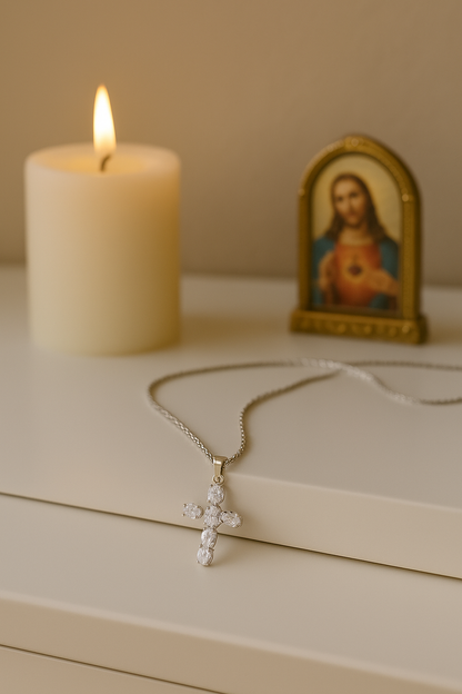 Collier Croix Femme Argent Bijoux Chrétiens Cadeau pour Baptême Joyaux De Grâce