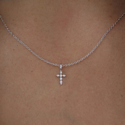 Collier Croix Femme Argent Bijoux Chrétiens Cadeau pour Baptême éclat du ciel argent 