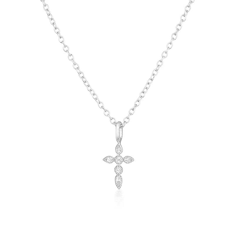 Collier Croix Femme Argent Bijoux Chrétiens Cadeau pour Baptême éclat du ciel argent 