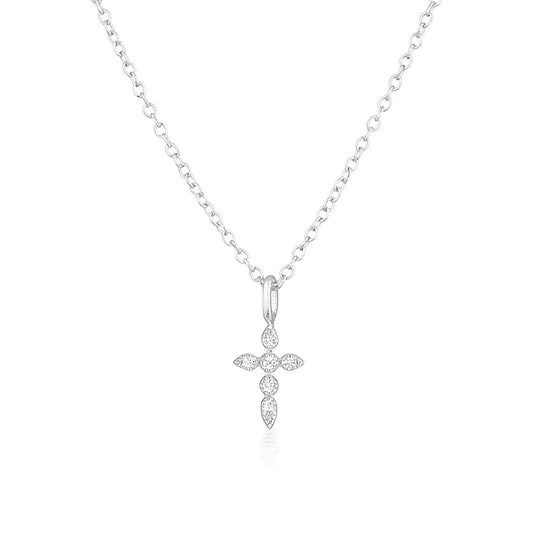 Collier Croix Femme Argent Bijoux Chrétiens Cadeau pour Baptême éclat du ciel argent 