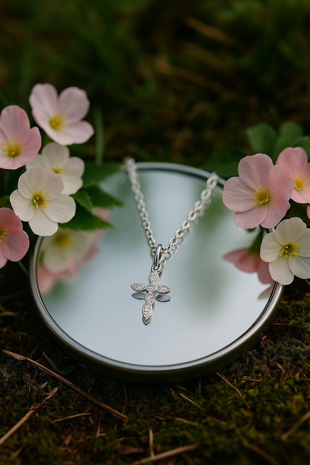Collier Croix Femme Argent Bijoux Chrétiens Cadeau pour Baptême éclat du ciel argent 