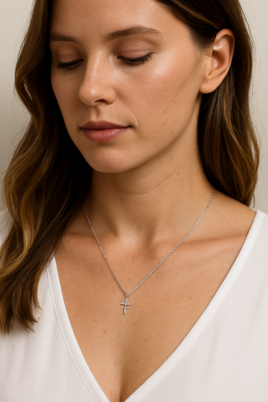 Collier Croix Femme Argent Bijoux Chrétiens Cadeau pour Baptême éclat du ciel argent 