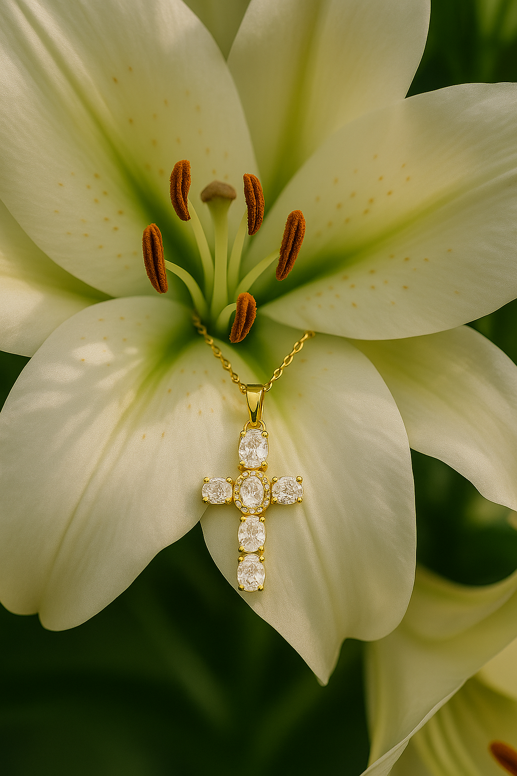 Collier Croix Femme Or Bijoux Chrétiens Cadeau pour Baptême Joyaux De Grâce Blanc