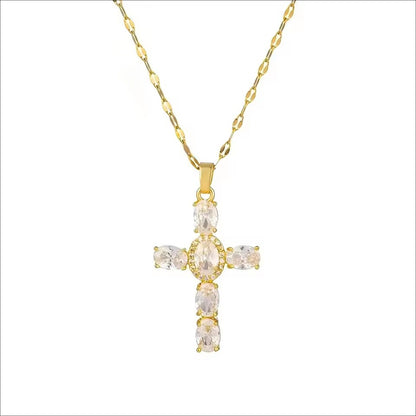 Collier Croix Femme Or Bijoux Chrétiens Cadeau pour Baptême Joyaux De Grâce Blanc