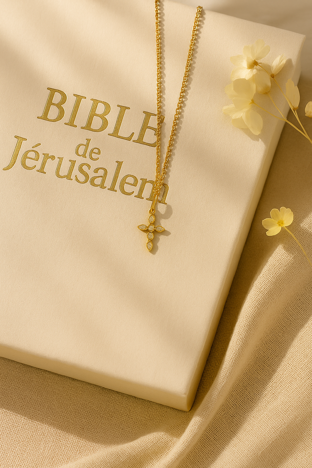 Collier Croix Femme or Bijoux Chrétiens Cadeau pour Baptême éclat du ciel or