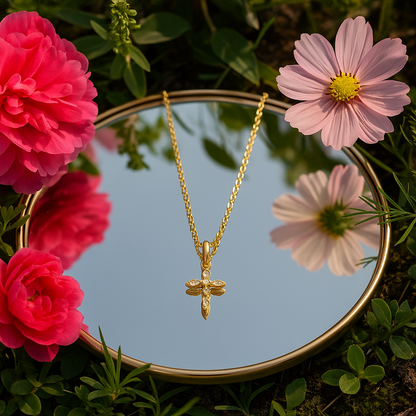 Collier Croix Femme or Bijoux Chrétiens Cadeau pour Baptême éclat du ciel or