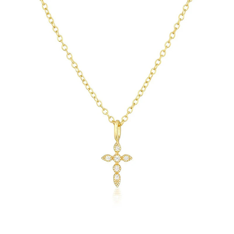 Collier Croix Femme or Bijoux Chrétiens Cadeau pour Baptême éclat du ciel or