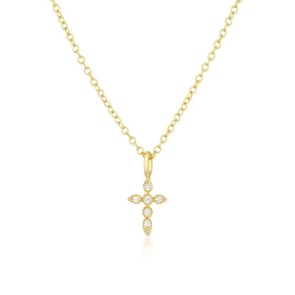 Collier Croix Femme or Bijoux Chrétiens Cadeau pour Baptême éclat du ciel or