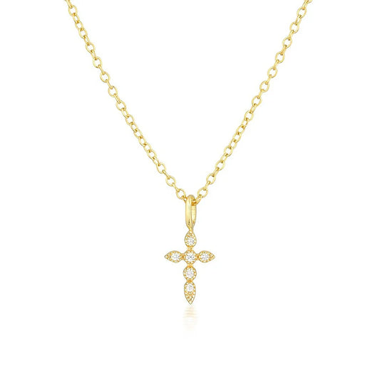 Collier Croix Femme or Bijoux Chrétiens Cadeau pour Baptême éclat du ciel or