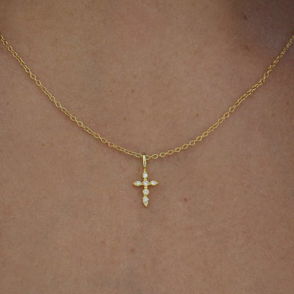 Collier Croix Femme or Bijoux Chrétiens Cadeau pour Baptême éclat du ciel or