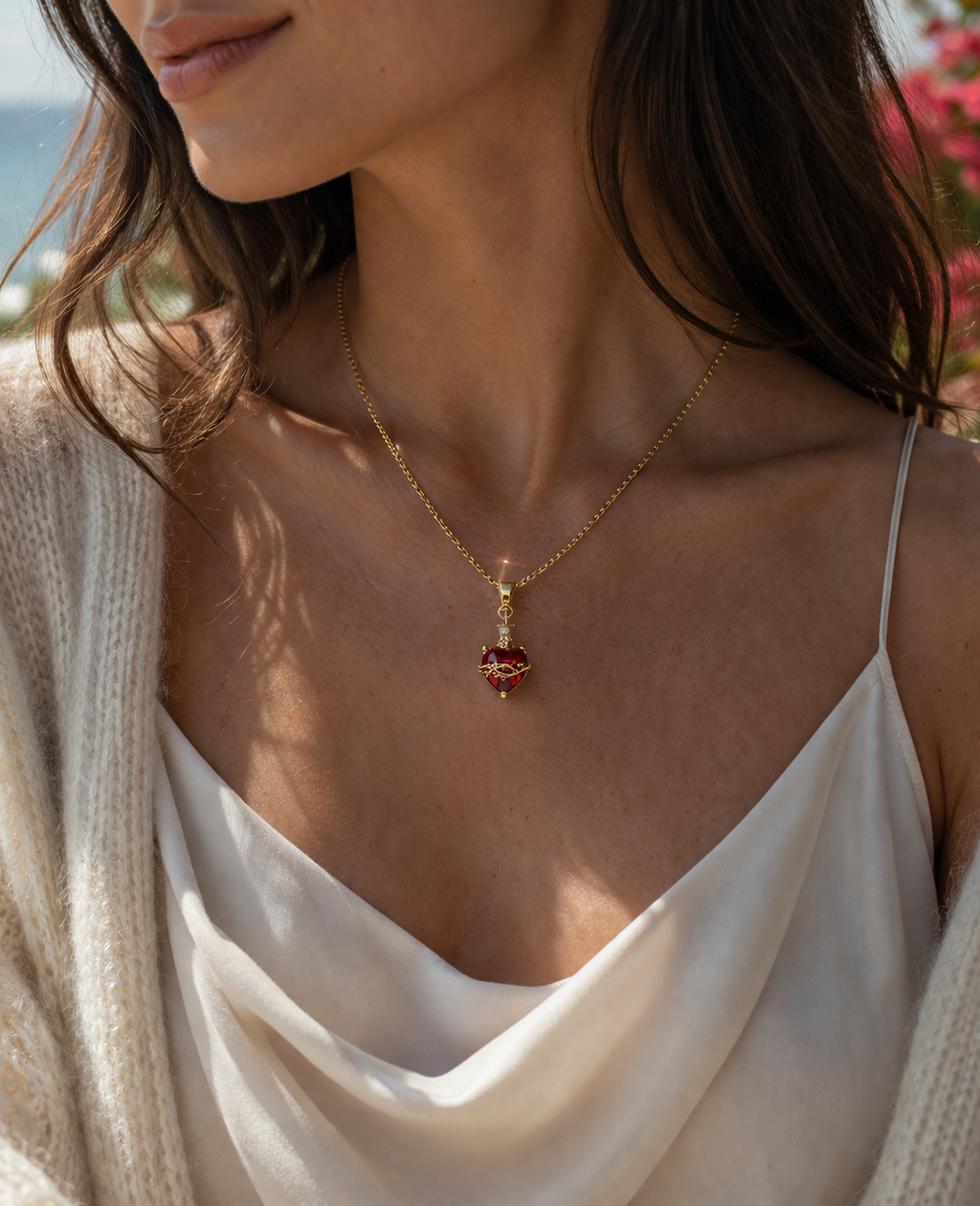 collier chrétien pour baptême pour anniversaire motif sacre cœur  acier inoxydable plaqué or